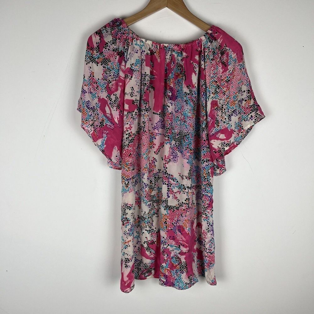 Tolani Silk Pink Abstract Print Tunic Sz Small​​​​​